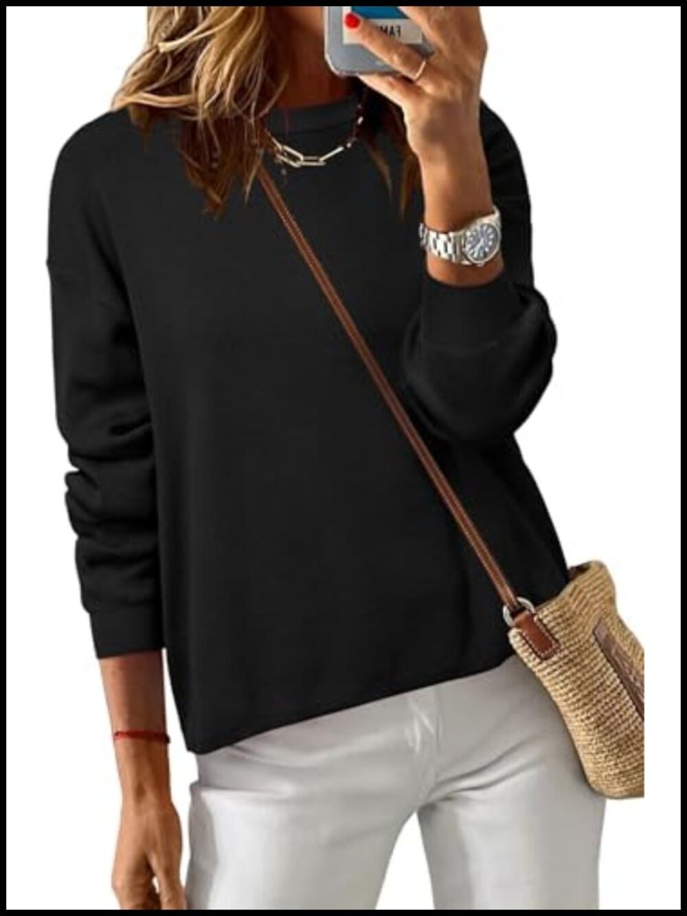 100% Cotton Relaxed Fit Crew Neck Pullover Sweater Long Sleeve
